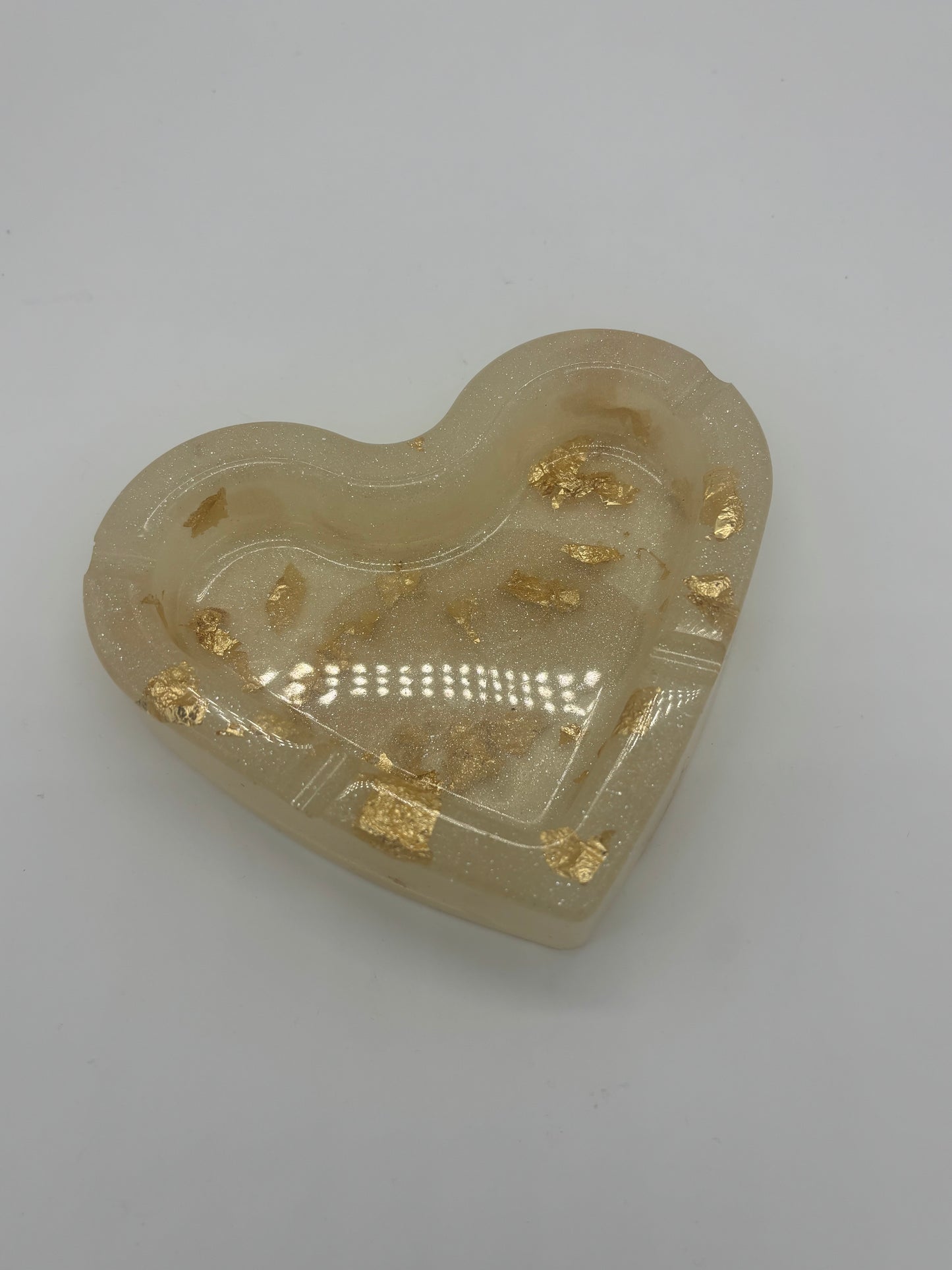Cloudy Shimmer Heart With Gold Flake Ashtray