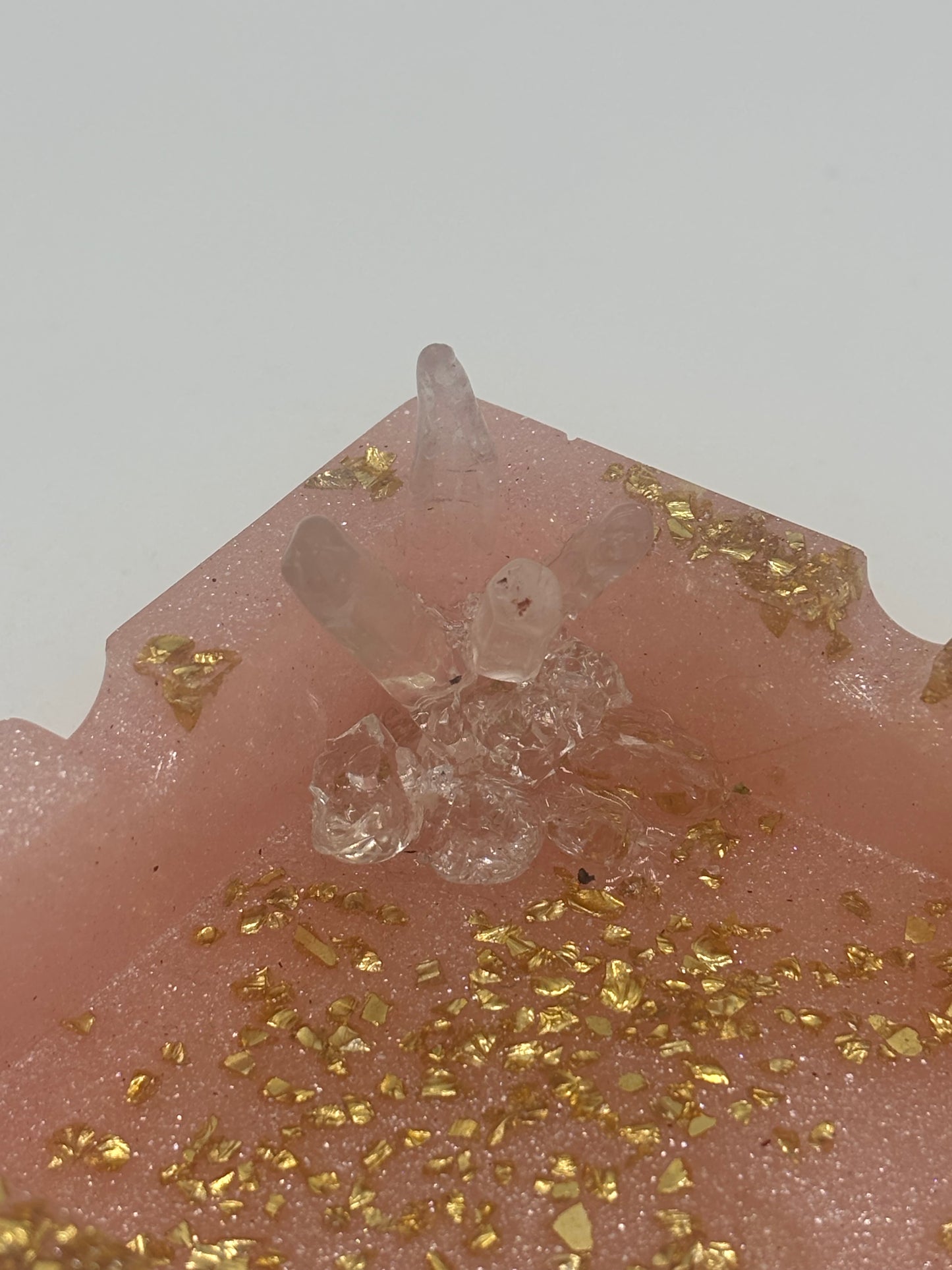 Pink Epoxy Ashtray with Clear Quartz