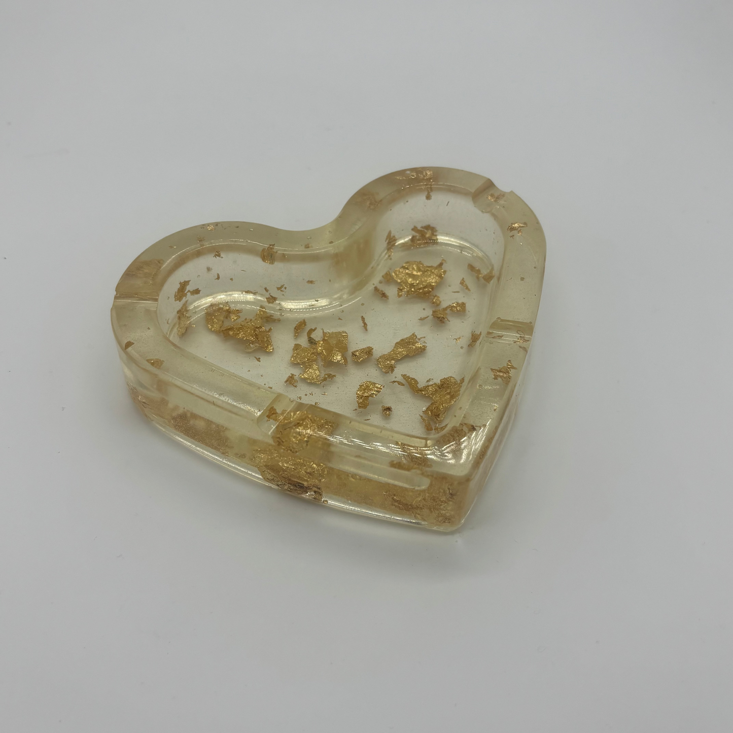 Clear Heart with Gold Flake Ashtray