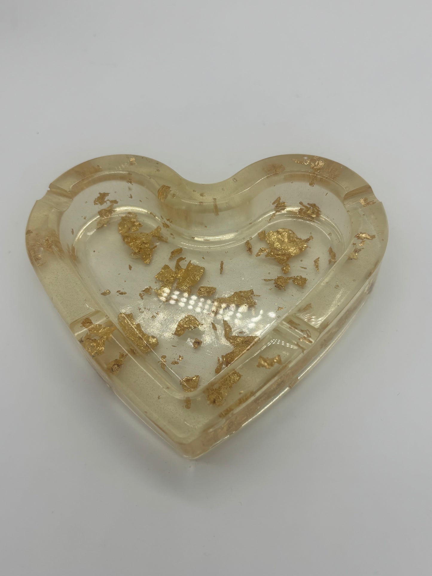 Clear Heart with Gold Flake Ashtray