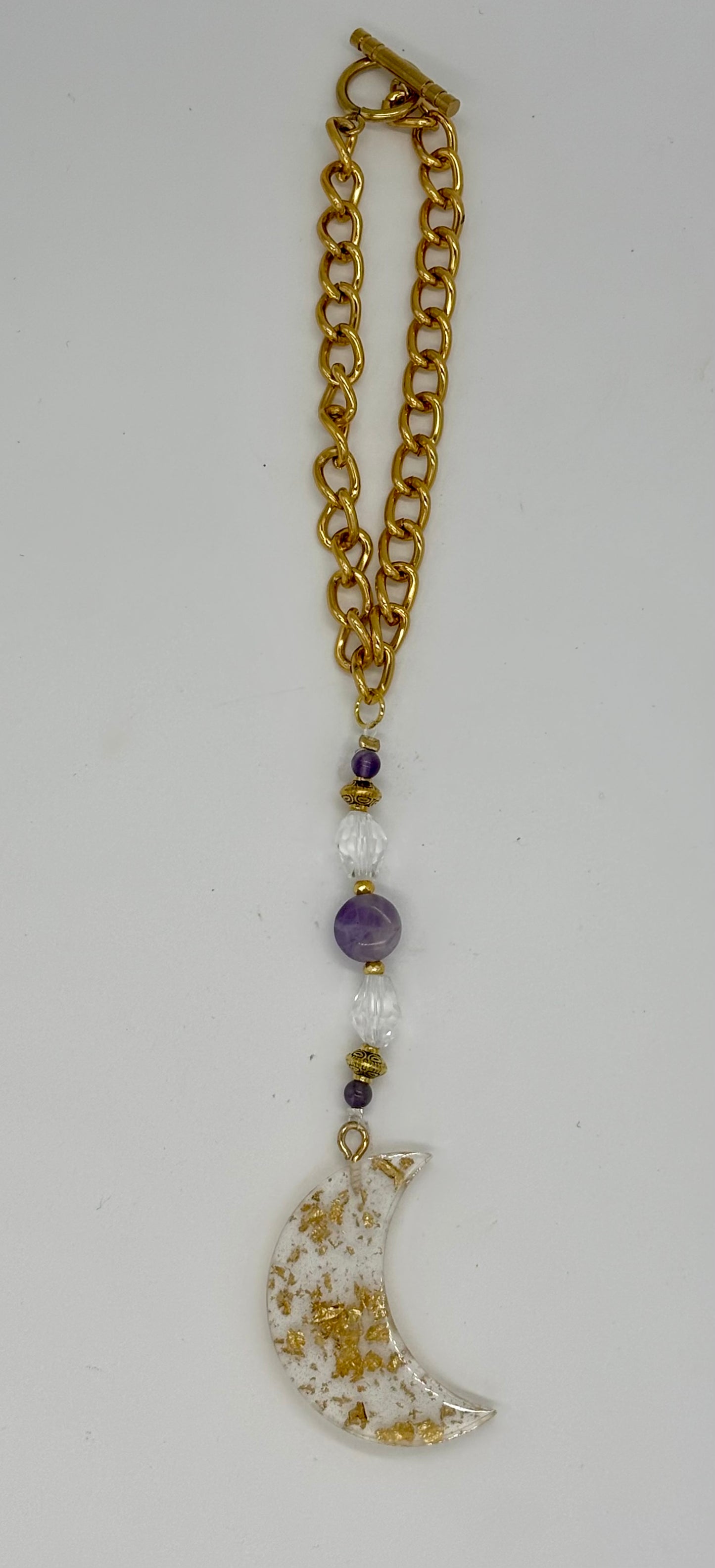 Clear Moon & Amethyst Car Charm