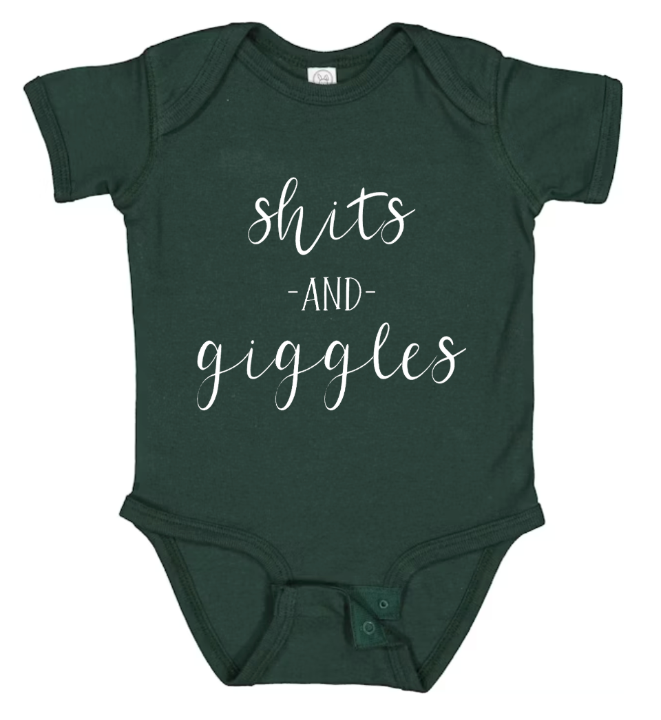 "Sh*ts & Giggles" Baby Onesie β For the Little Mischief Maker!