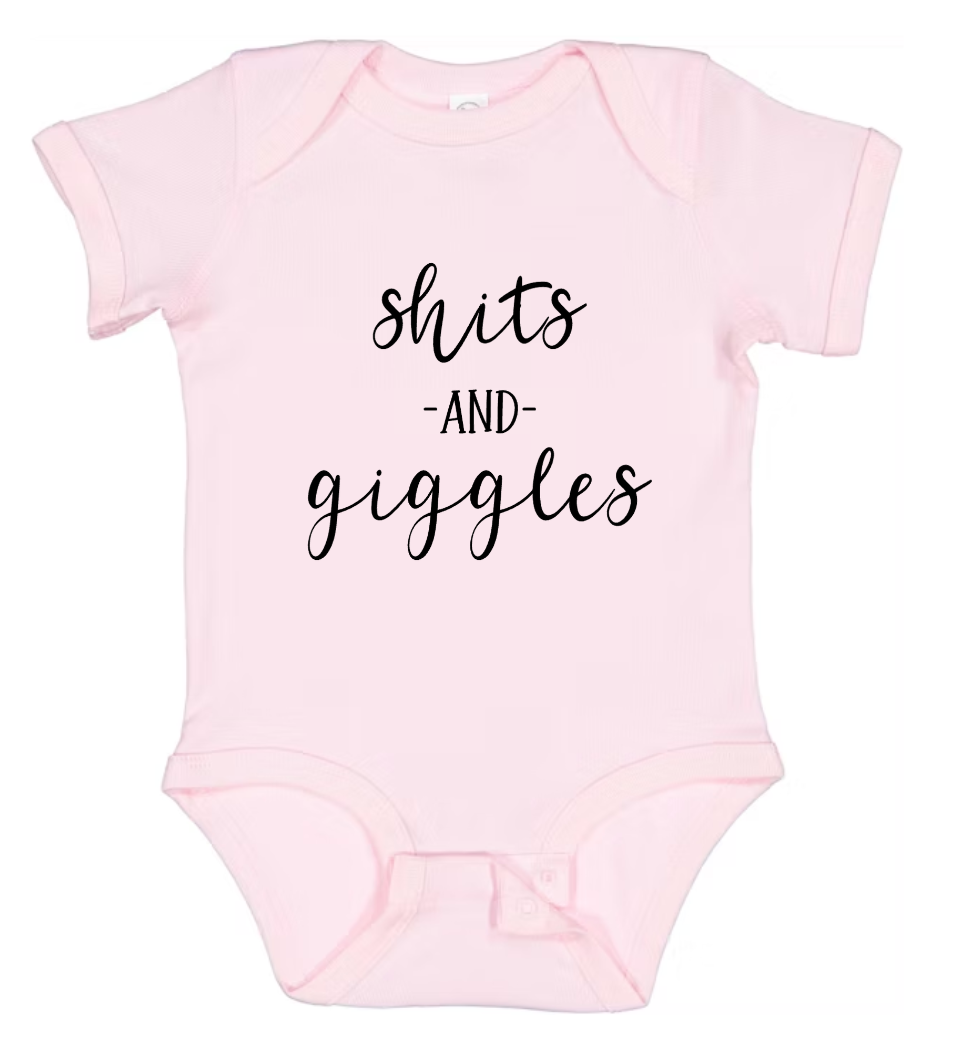 "Sh*ts & Giggles" Baby Onesie β For the Little Mischief Maker!