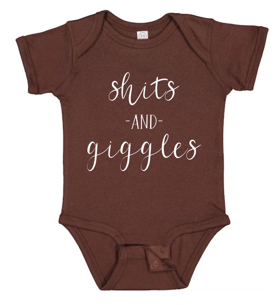 "Sh*ts & Giggles" Baby Onesie β For the Little Mischief Maker!