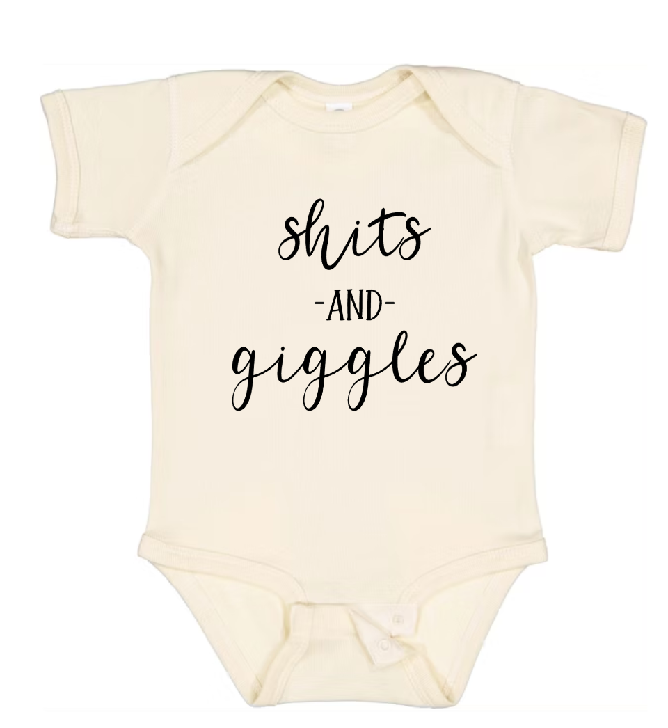 "Sh*ts & Giggles" Baby Onesie β For the Little Mischief Maker!