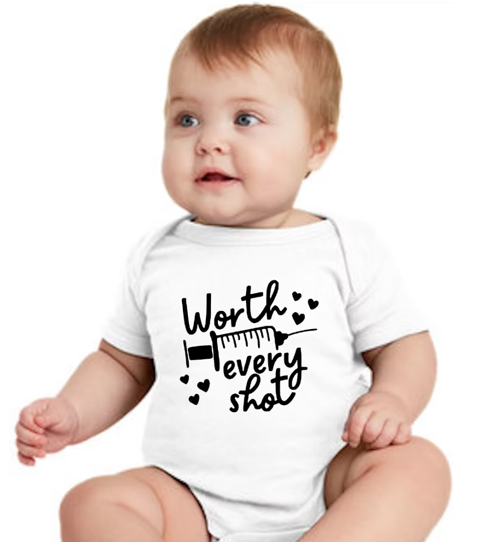 Worth Every Shot Baby Onesie ā A Special Celebration