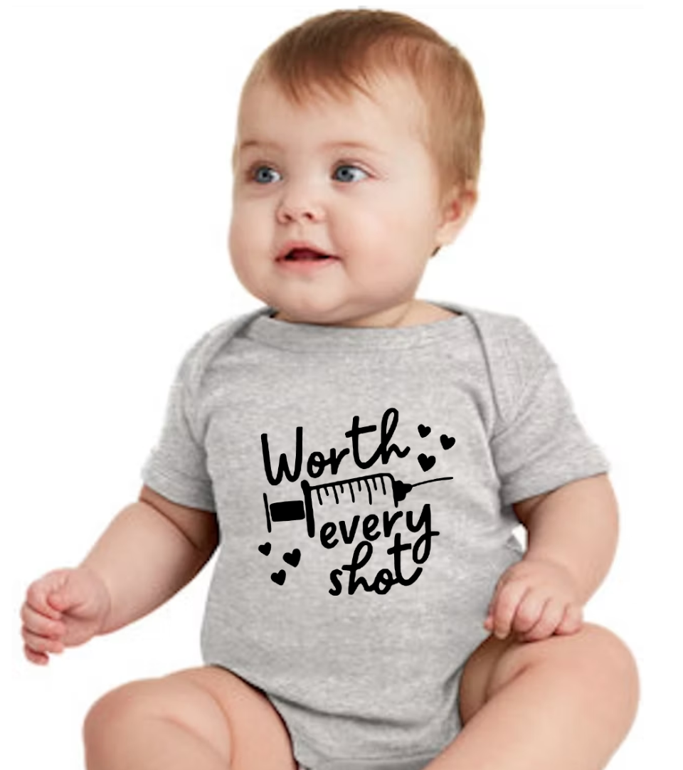 Worth Every Shot Baby Onesie ā A Special Celebration