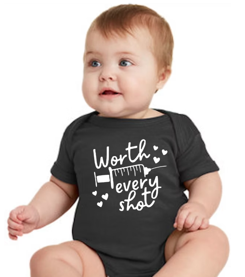 Worth Every Shot Baby Onesie ā A Special Celebration