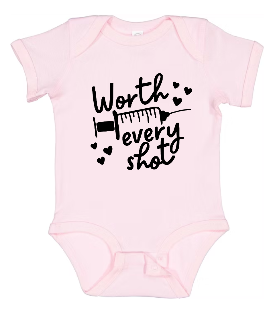 Worth Every Shot Baby Onesie ā A Special Celebration