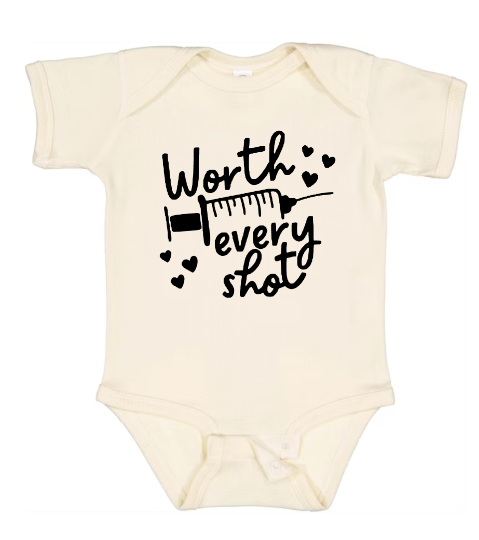 Worth Every Shot Baby Onesie ā A Special Celebration