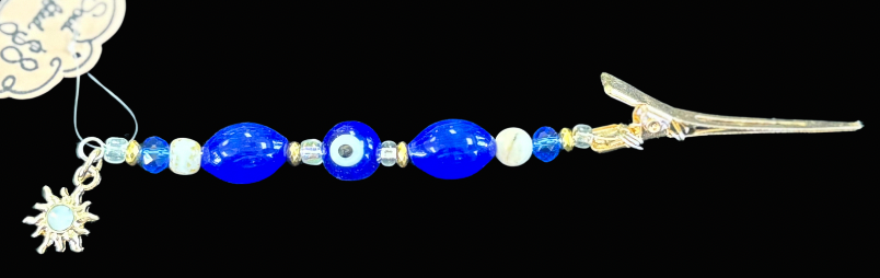Multi-Use Beaded Clip – Evil Eye & Opal Sun Charm