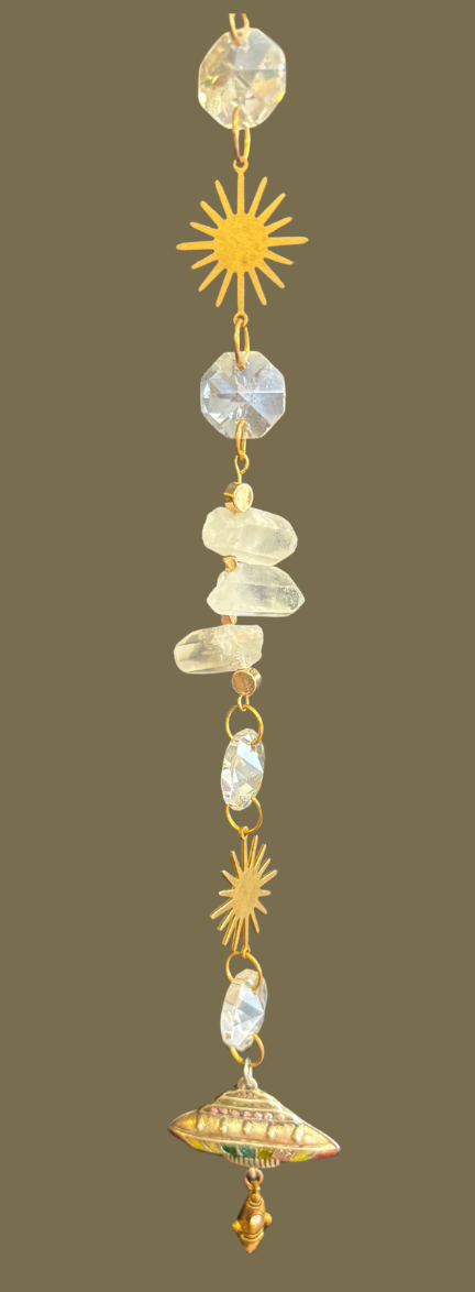 UFO Clear Quartz Suncatcher