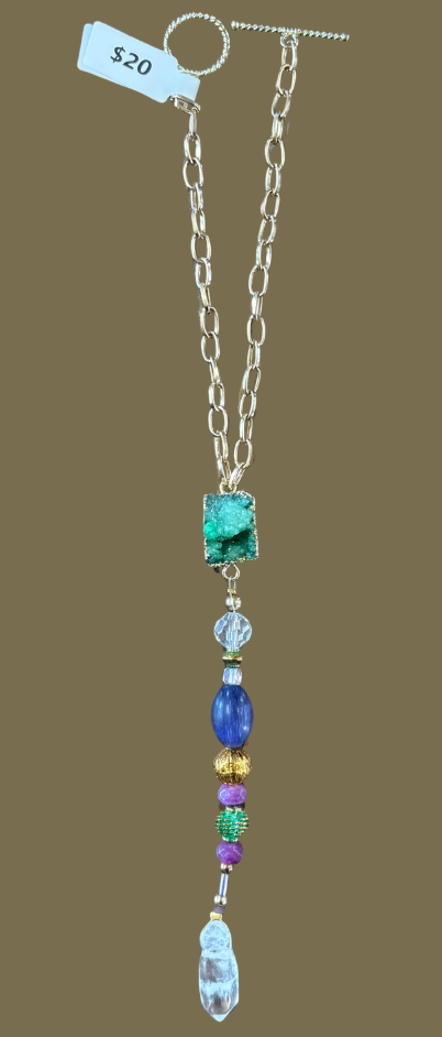 Green Druzy Car Charm