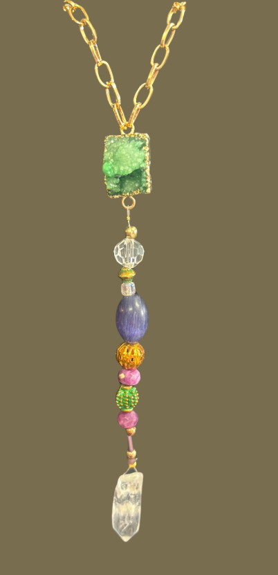 Green Druzy Car Charm
