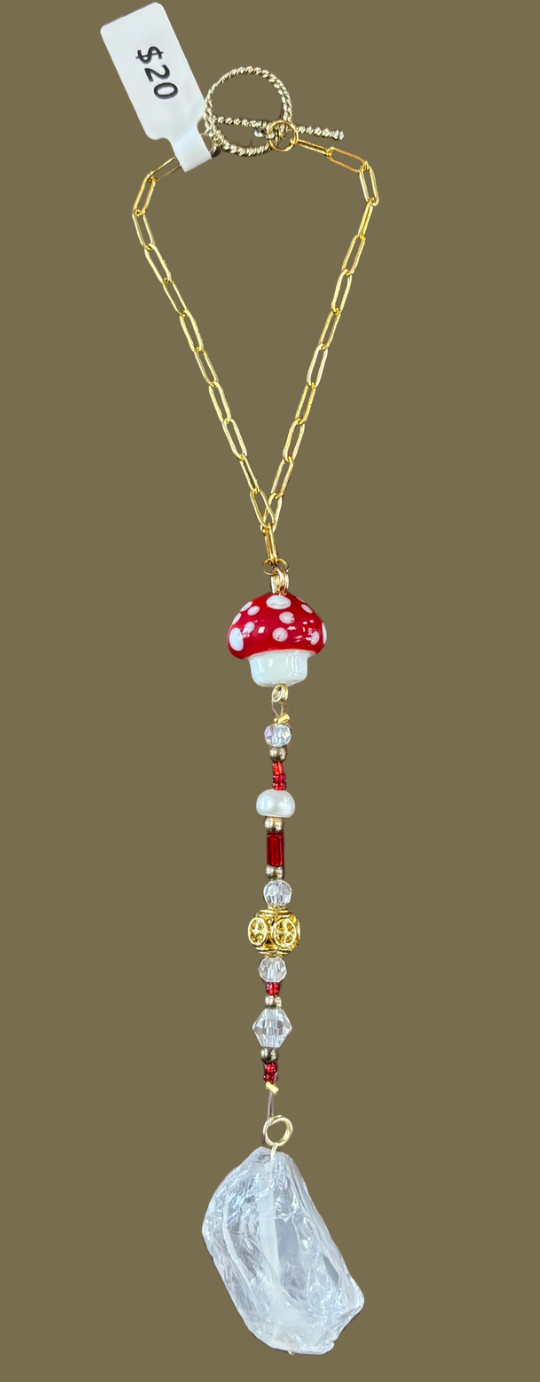 Mushroom Quartz Car Charm