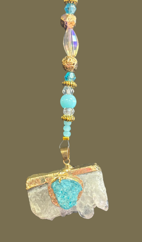 Quartz with Druzy Car Charm