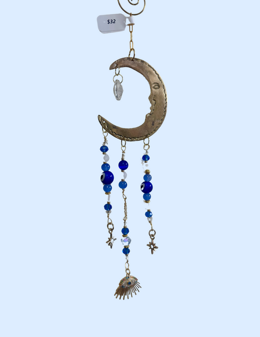 Midnight Guardian Suncatcher | Evil Eye & Opalite Wall Charm