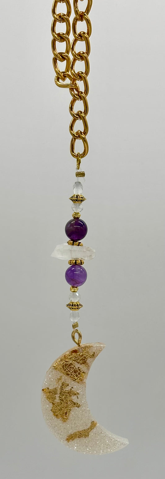 Amethyst Moon Car Charm