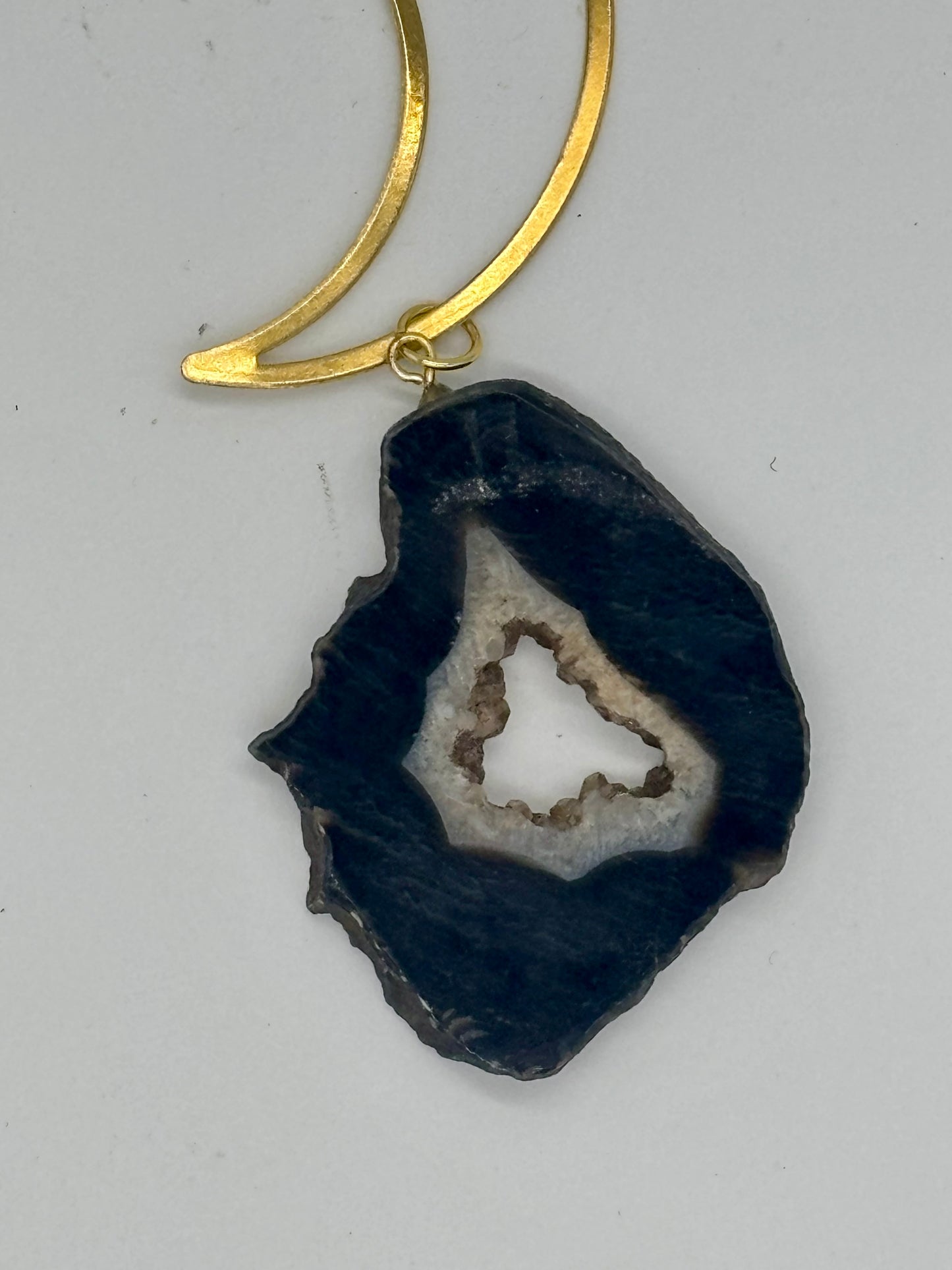 Black Obsidian & Druzy Agate Moon Suncatcher