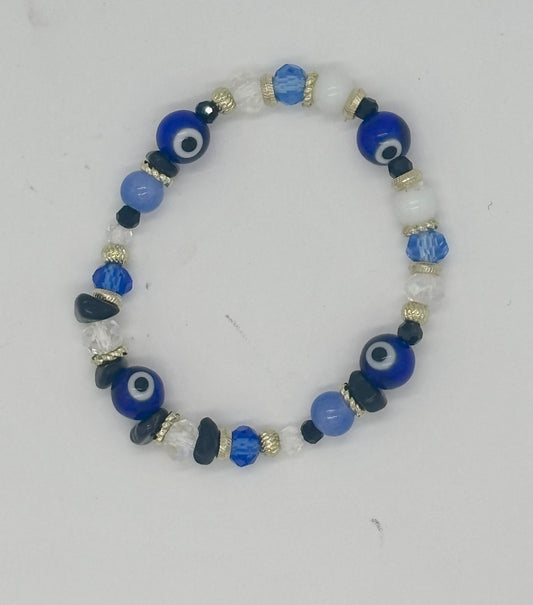 Evil Eye Stretch Bracelet (Gold Accents)