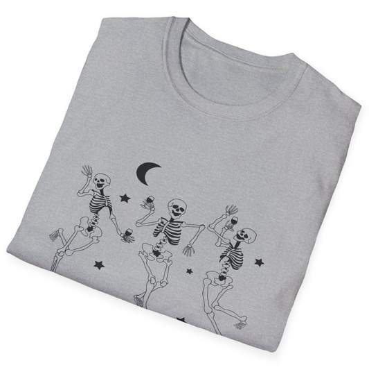 Dancing Skeletons with Wine" T-Shirt – A Toast to the Afterlife! 🍷💀
