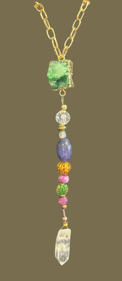 Green Druzy Car Charm