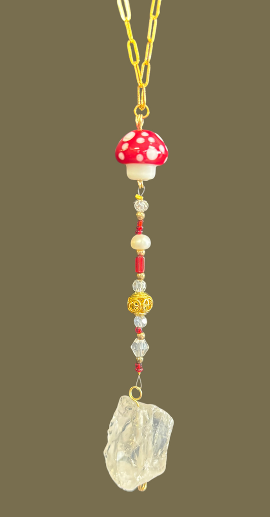 Mushroom Quartz Car Charm