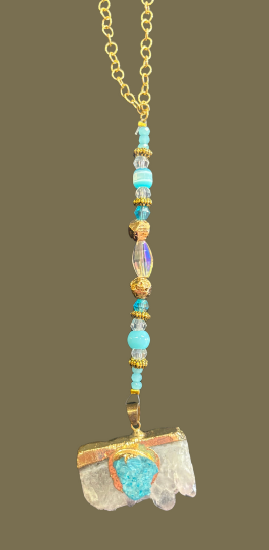 Quartz with Druzy Car Charm