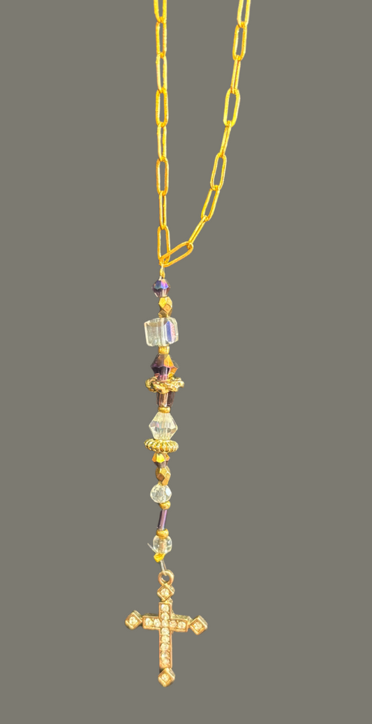 Purple Cross Car Charm
