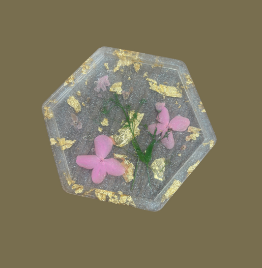 Pink Floral Epoxy Trinket ray