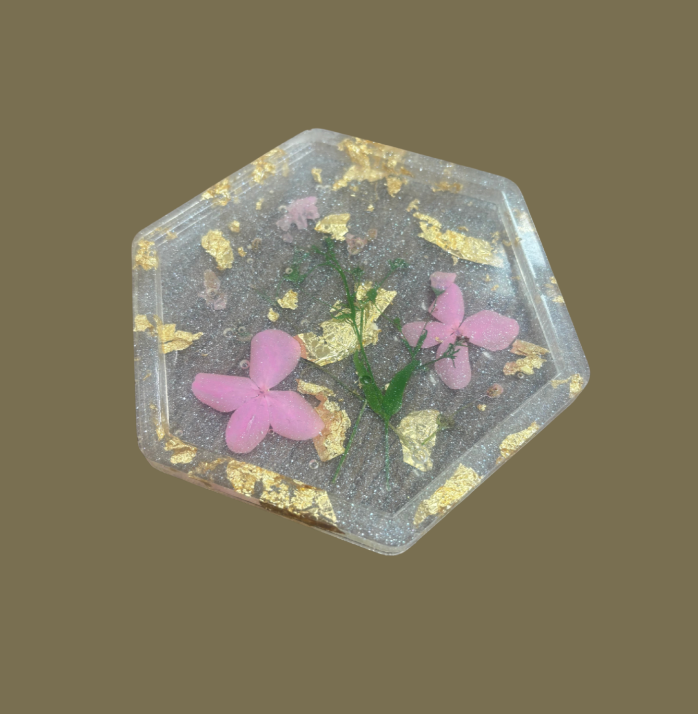 Pink Floral Epoxy Trinket ray